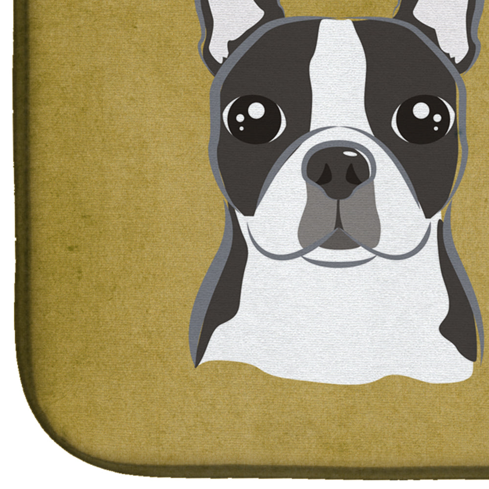 Boston Terrier Spoiled Dog Lives Here Dish Drying Mat Absorbent Dish Drying Mat Pad for Kitchen Counter Dish Drainer Mat for Countertop, 14 x 21", Multicolor