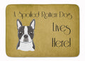 Boston Terrier Spoiled Dog Lives Here Memory Foam Kitchen Mat Machine Washable Anti-Fatigue Cushion Comfort Bath or Kitchen Rug