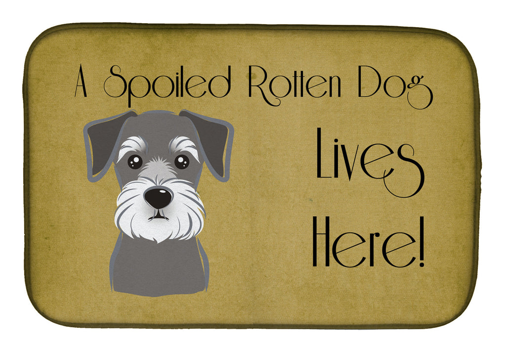 Schnauzer Spoiled Dog Lives Here Dish Drying Mat Absorbent Dish Drying Mat Pad for Kitchen Counter Dish Drainer Mat for Countertop, 14 x 21", Multicolor