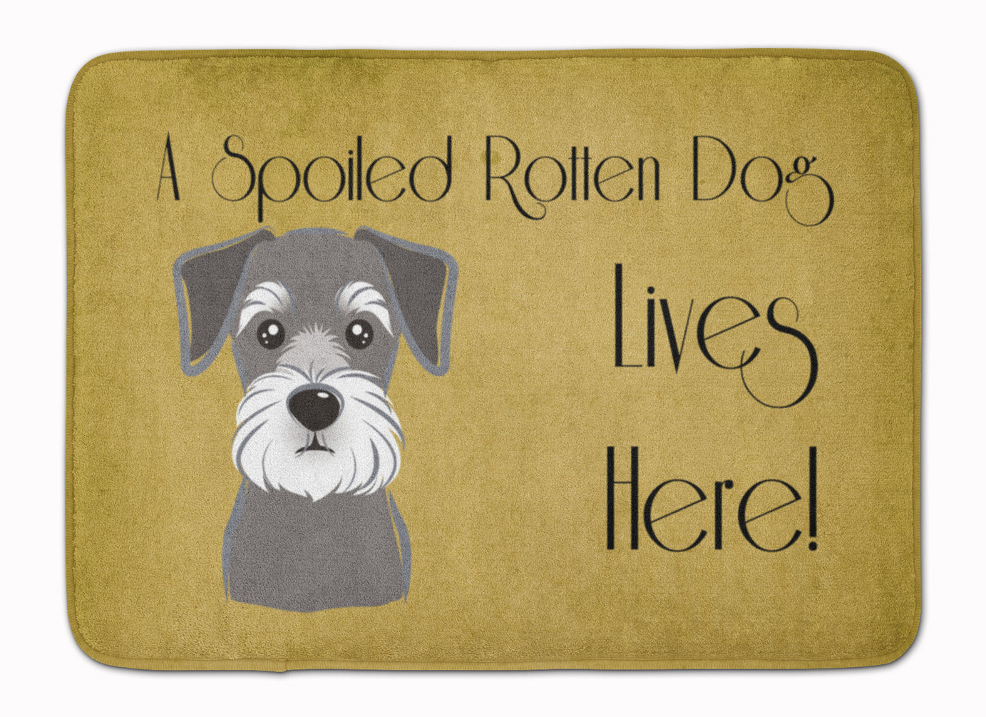 Schnauzer Spoiled Dog Lives Here Memory Foam Kitchen Mat Machine Washable Anti-Fatigue Cushion Comfort Bath or Kitchen Rug