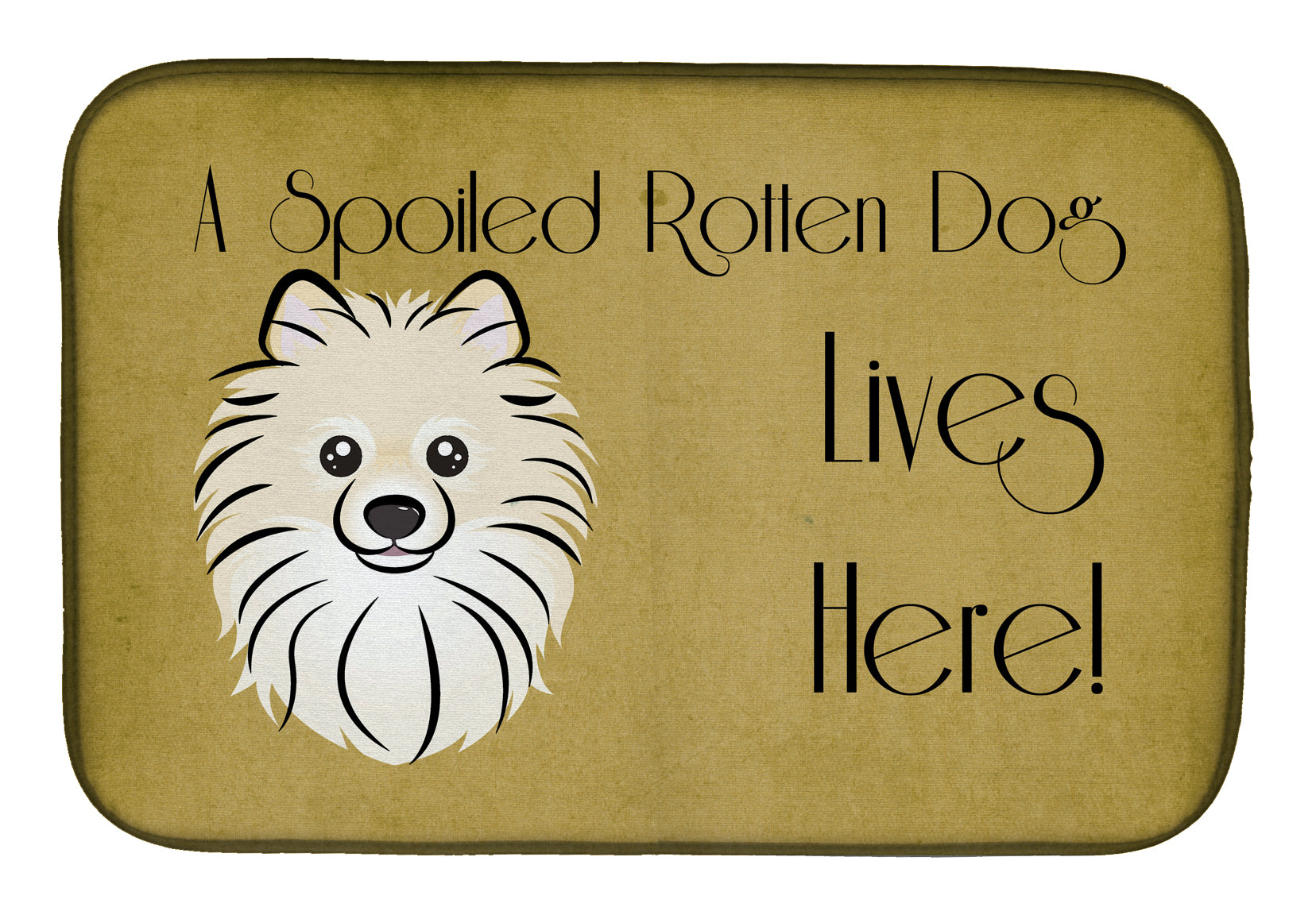 Pomeranian Spoiled Dog Lives Here Dish Drying Mat Absorbent Dish Drying Mat Pad for Kitchen Counter Dish Drainer Mat for Countertop, 14 x 21", Multicolor