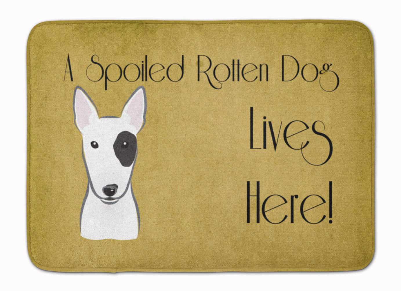 Bull Terrier Spoiled Dog Lives Here Memory Foam Kitchen Mat Machine Washable Anti-Fatigue Cushion Comfort Bath or Kitchen Rug