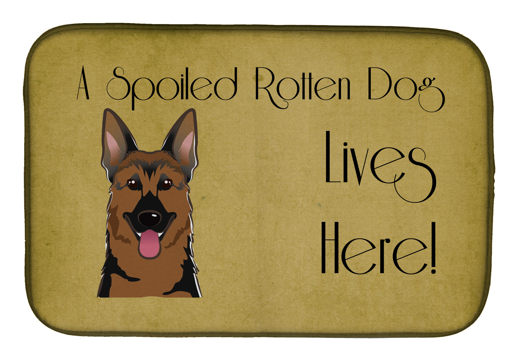 German Shepherd Spoiled Dog Lives Here Dish Drying Mat Absorbent Dish Drying Mat Pad for Kitchen Counter Dish Drainer Mat for Countertop, 14 x 21", Multicolor