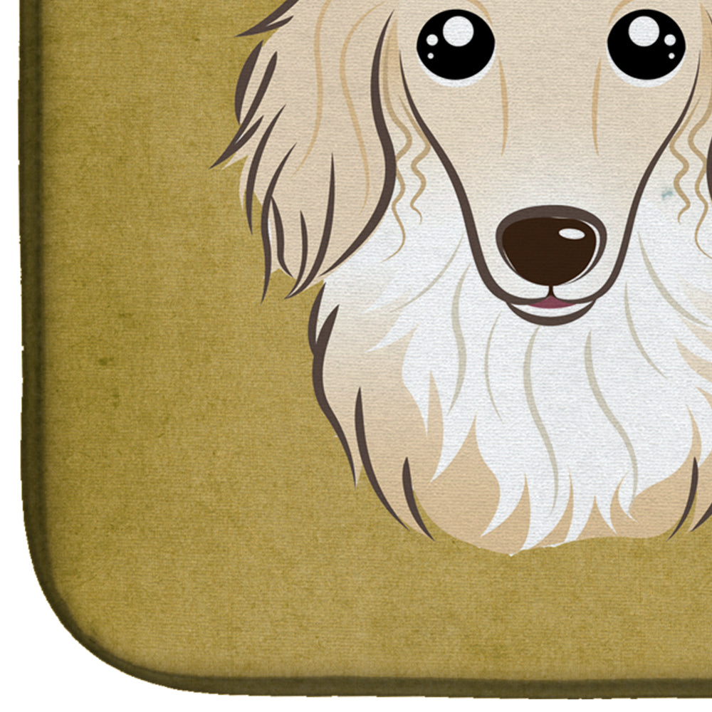 Longhair Creme Dachshund Spoiled Dog Lives Here Dish Drying Mat Absorbent Dish Drying Mat Pad for Kitchen Counter Dish Drainer Mat for Countertop, 14 x 21", Multicolor