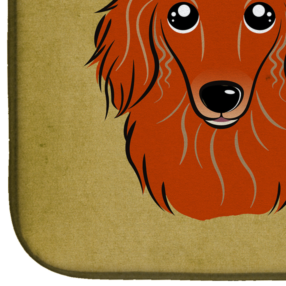 Longhair Red Dachshund Spoiled Dog Lives Here Dish Drying Mat Absorbent Dish Drying Mat Pad for Kitchen Counter Dish Drainer Mat for Countertop, 14 x 21", Multicolor