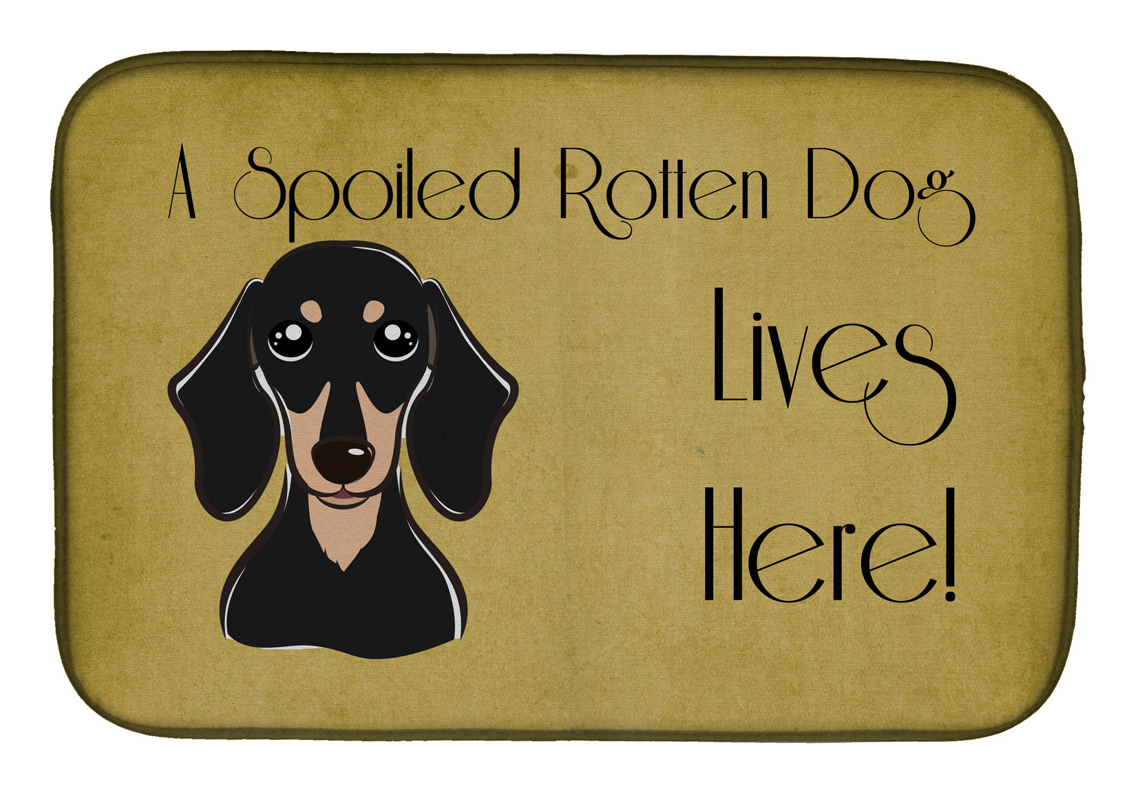 Smooth Black and Tan Dachshund Spoiled Dog Lives Here Dish Drying Mat Absorbent Dish Drying Mat Pad for Kitchen Counter Dish Drainer Mat for Countertop, 14 x 21", Multicolor