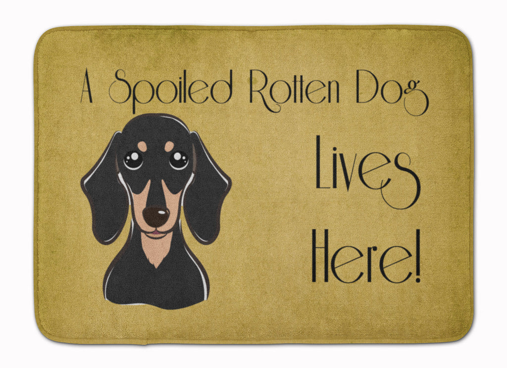 Smooth Black and Tan Dachshund Spoiled Dog Lives Here Memory Foam Kitchen Mat Machine Washable Anti-Fatigue Cushion Comfort Bath or Kitchen Rug