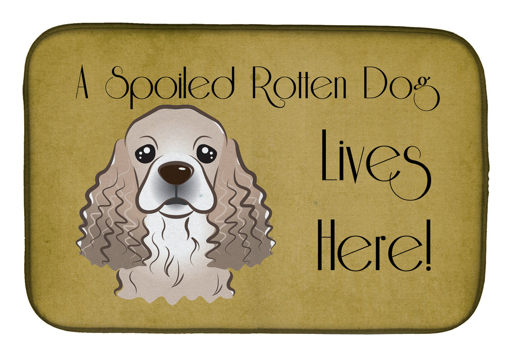 Cocker Spaniel Spoiled Dog Lives Here Dish Drying Mat Absorbent Dish Drying Mat Pad for Kitchen Counter Dish Drainer Mat for Countertop, 14 x 21", Multicolor