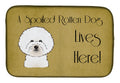 Bichon Frise Spoiled Dog Lives Here Dish Drying Mat Absorbent Dish Drying Mat Pad for Kitchen Counter Dish Drainer Mat for Countertop, 14 x 21", Multicolor