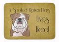 English Bulldog  Spoiled Dog Lives Here Memory Foam Kitchen Mat Machine Washable Anti-Fatigue Cushion Comfort Bath or Kitchen Rug