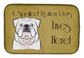White English Bulldog  Spoiled Dog Lives Here Dish Drying Mat Absorbent Dish Drying Mat Pad for Kitchen Counter Dish Drainer Mat for Countertop, 14 x 21", Multicolor