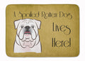 White English Bulldog  Spoiled Dog Lives Here Memory Foam Kitchen Mat Machine Washable Anti-Fatigue Cushion Comfort Bath or Kitchen Rug