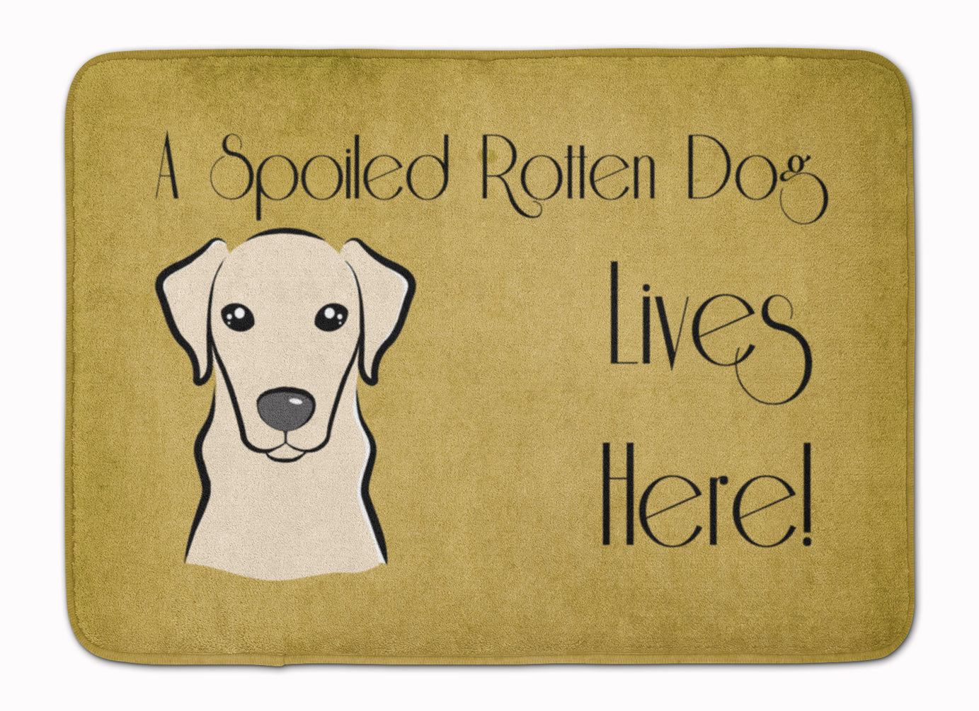 Yellow Labrador Spoiled Dog Lives Here Memory Foam Kitchen Mat Machine Washable Anti-Fatigue Cushion Comfort Bath or Kitchen Rug