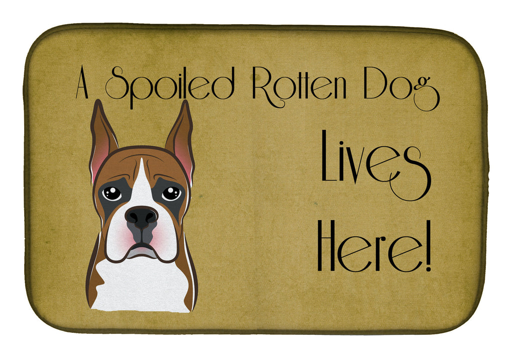 Boxer Spoiled Dog Lives Here Dish Drying Mat Absorbent Dish Drying Mat Pad for Kitchen Counter Dish Drainer Mat for Countertop, 14 x 21", Multicolor