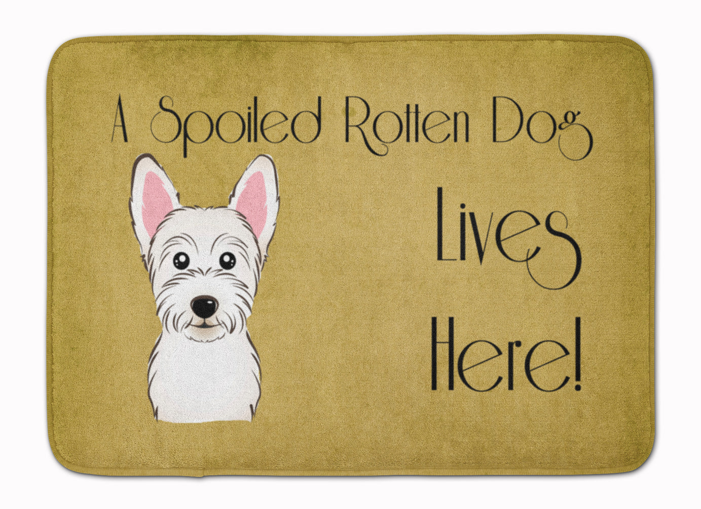 Westie Spoiled Dog Lives Here Memory Foam Kitchen Mat Machine Washable Anti-Fatigue Cushion Comfort Bath or Kitchen Rug