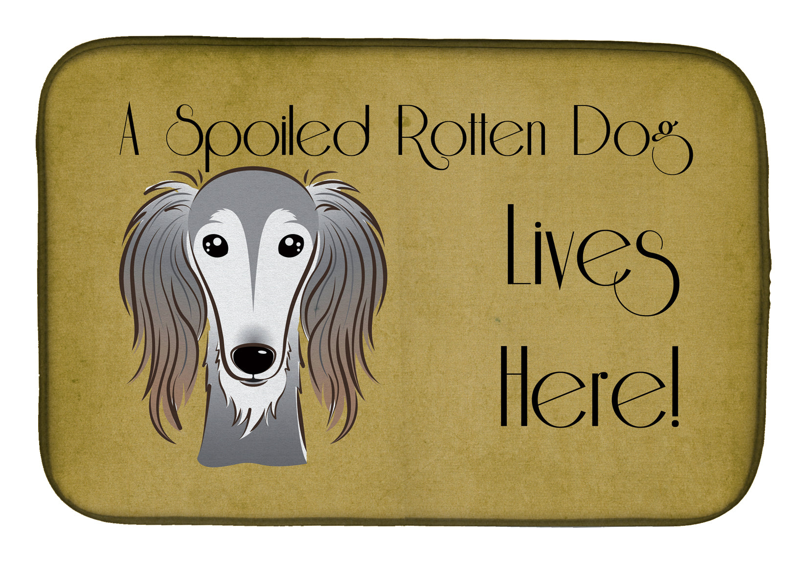 Saluki Spoiled Dog Lives Here Dish Drying Mat Absorbent Dish Drying Mat Pad for Kitchen Counter Dish Drainer Mat for Countertop, 14 x 21", Multicolor