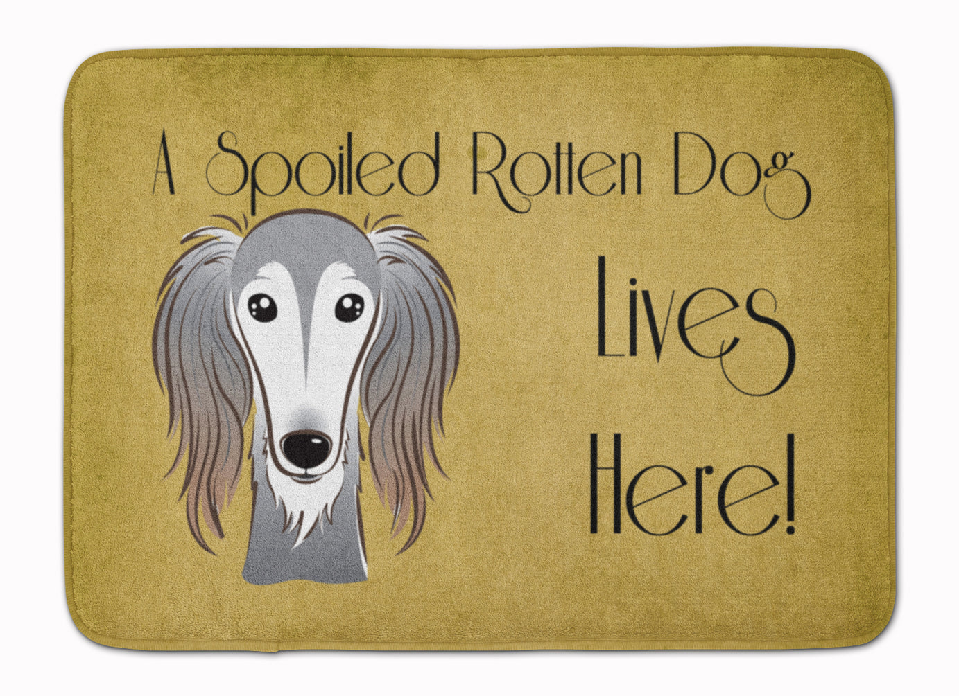 Saluki Spoiled Dog Lives Here Memory Foam Kitchen Mat Machine Washable Anti-Fatigue Cushion Comfort Bath or Kitchen Rug
