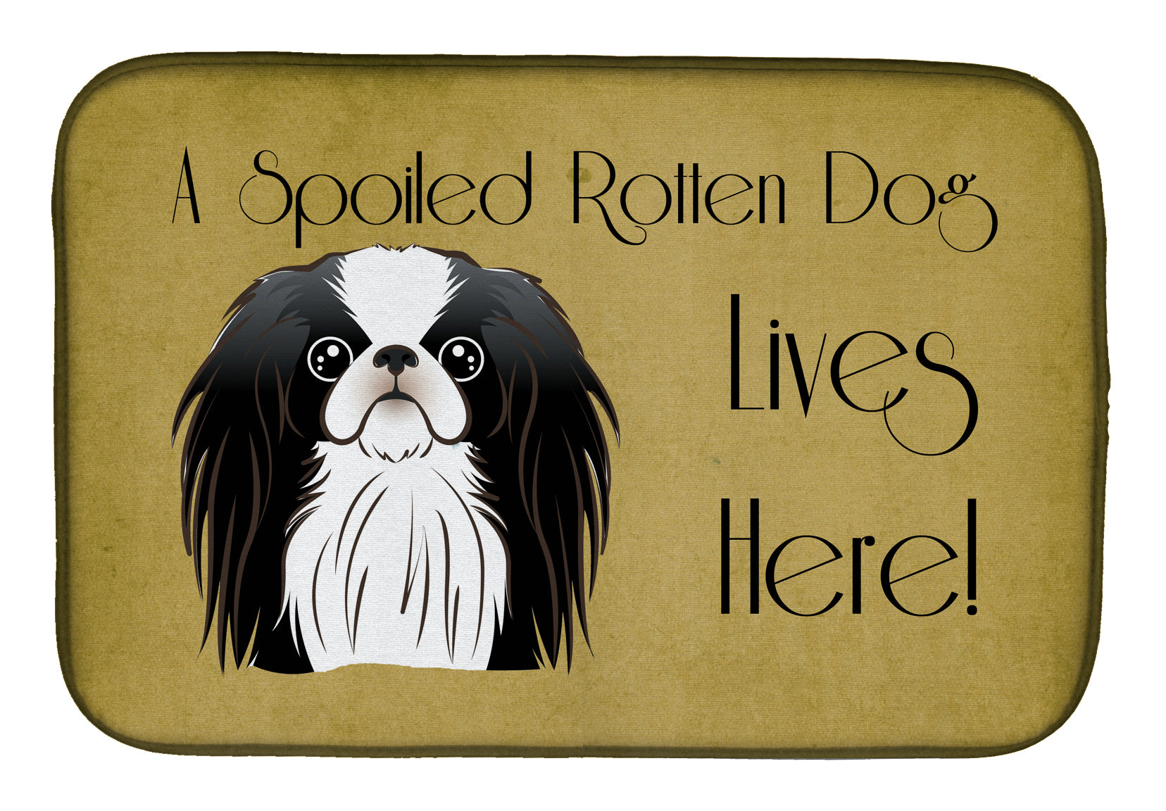 Japanese Chin Spoiled Dog Lives Here Dish Drying Mat Absorbent Dish Drying Mat Pad for Kitchen Counter Dish Drainer Mat for Countertop, 14 x 21", Multicolor