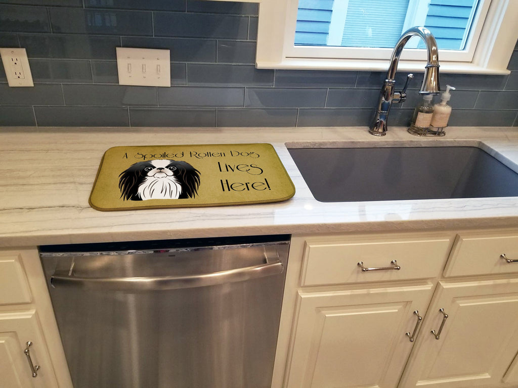 Japanese Chin Spoiled Dog Lives Here Dish Drying Mat Absorbent Dish Drying Mat Pad for Kitchen Counter Dish Drainer Mat for Countertop, 14 x 21", Multicolor