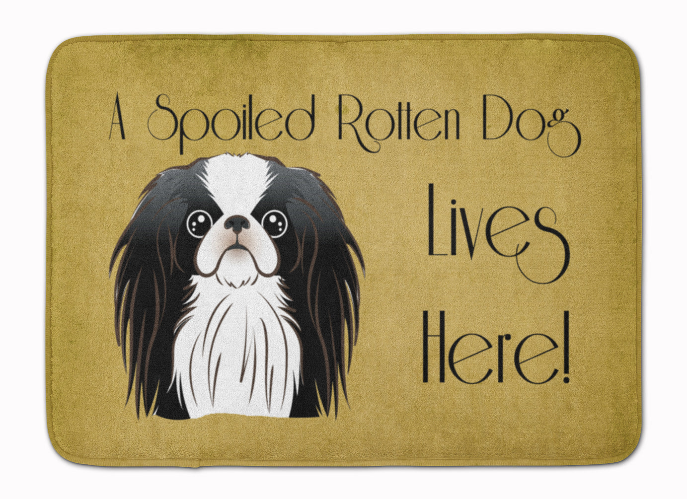 Japanese Chin Spoiled Dog Lives Here Memory Foam Kitchen Mat Machine Washable Anti-Fatigue Cushion Comfort Bath or Kitchen Rug