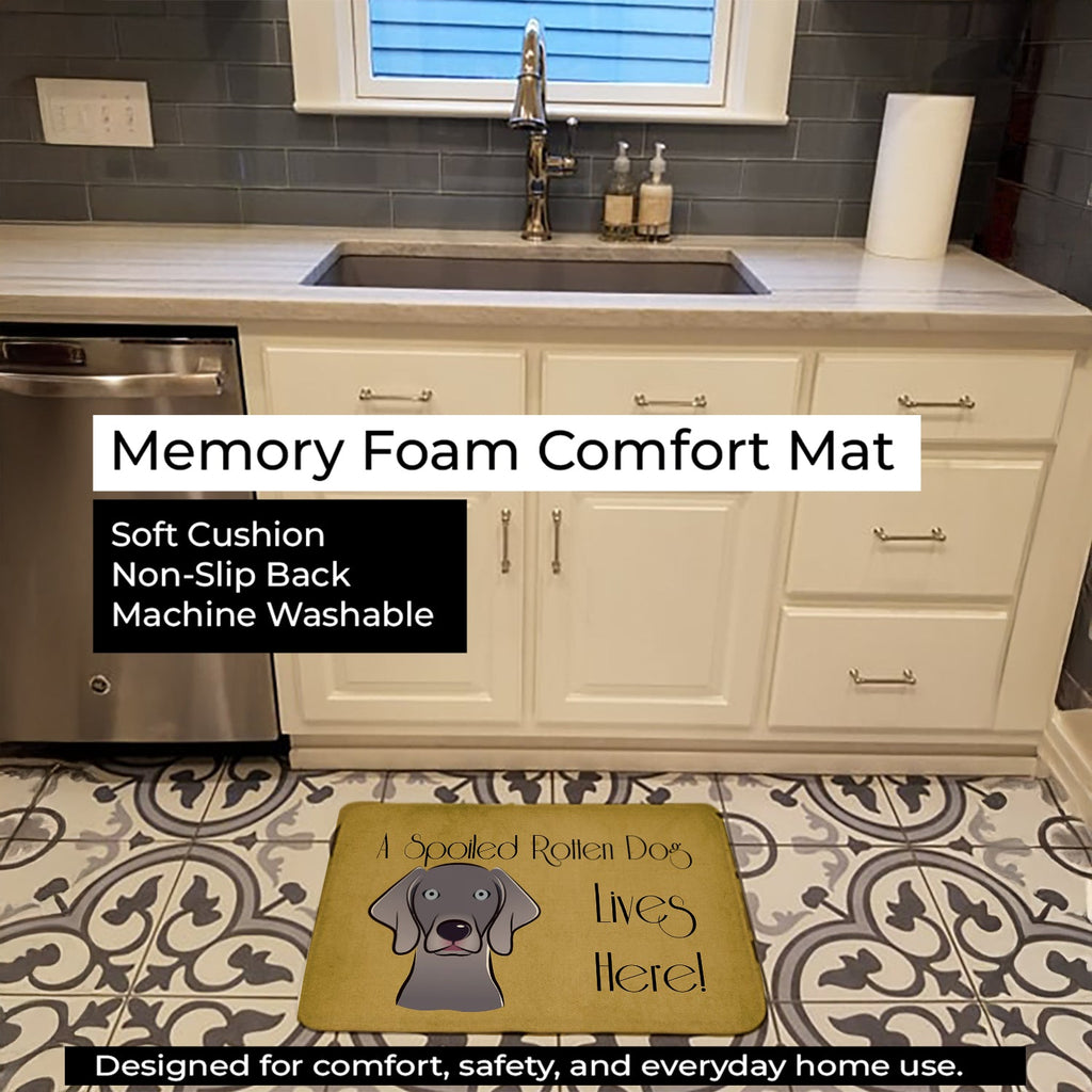 Weimaraner Spoiled Dog Lives Here Memory Foam Kitchen Mat Machine Washable Anti-Fatigue Cushion Comfort Bath or Kitchen Rug