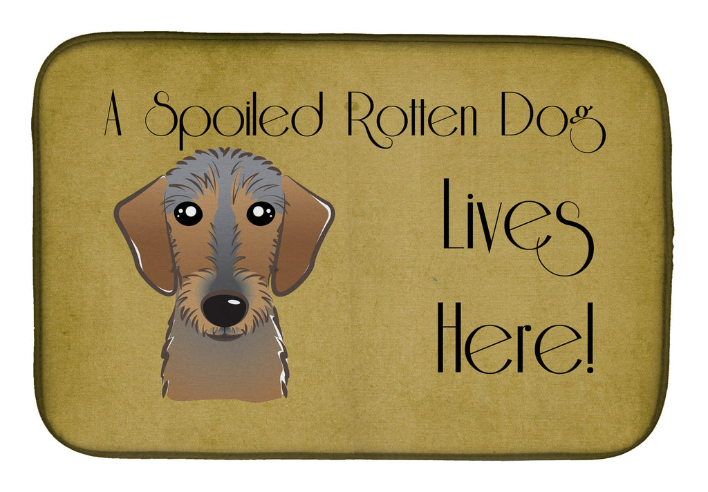 Wirehaired Dachshund Spoiled Dog Lives Here Dish Drying Mat Absorbent Dish Drying Mat Pad for Kitchen Counter Dish Drainer Mat for Countertop, 14 x 21", Multicolor