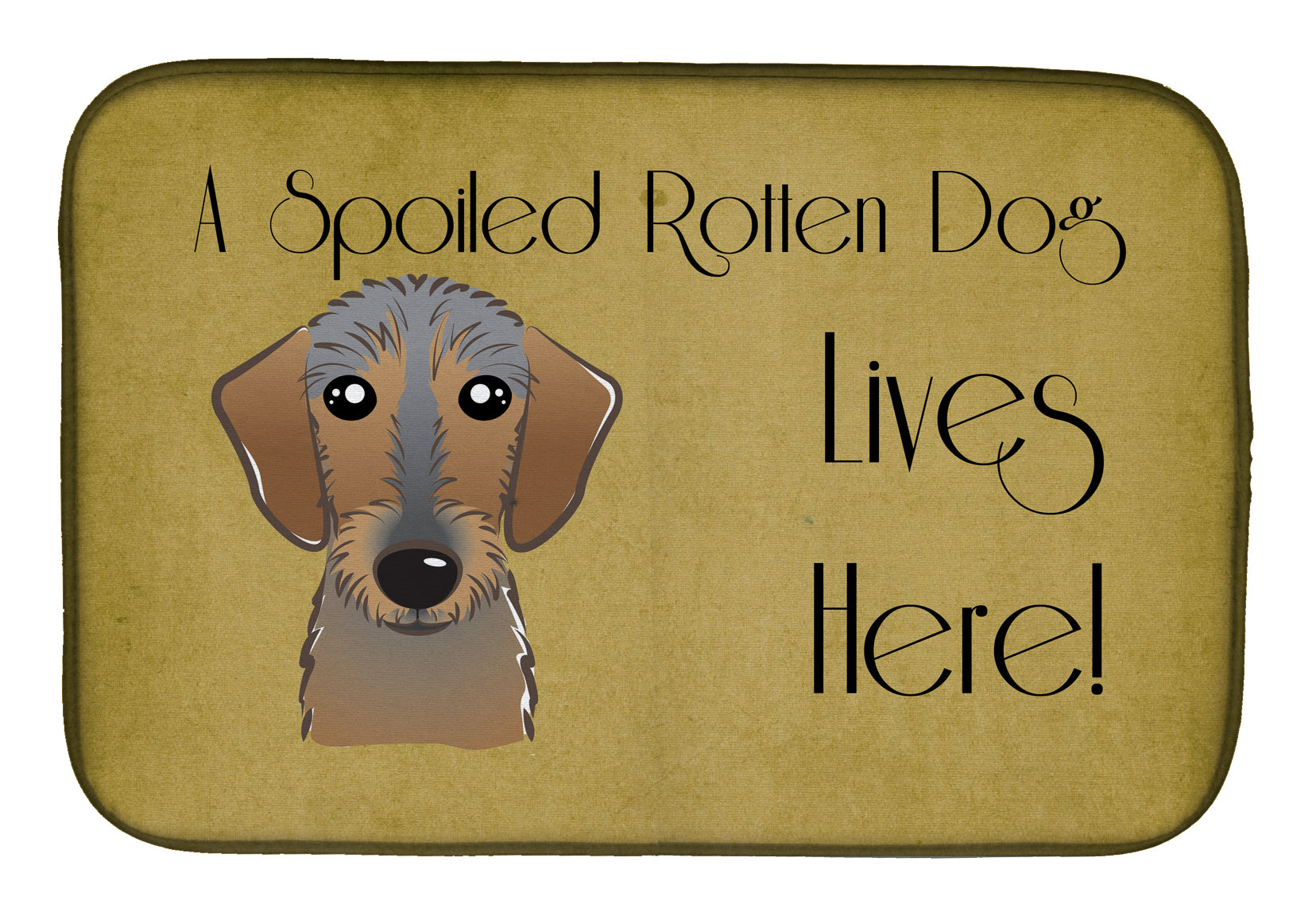 Wirehaired Dachshund Spoiled Dog Lives Here Dish Drying Mat Absorbent Dish Drying Mat Pad for Kitchen Counter Dish Drainer Mat for Countertop, 14 x 21", Multicolor