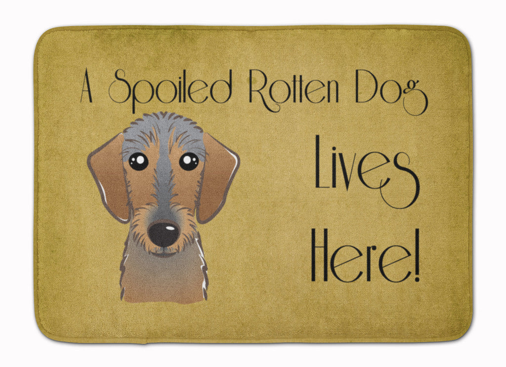 Wirehaired Dachshund Spoiled Dog Lives Here Memory Foam Kitchen Mat Machine Washable Anti-Fatigue Cushion Comfort Bath or Kitchen Rug