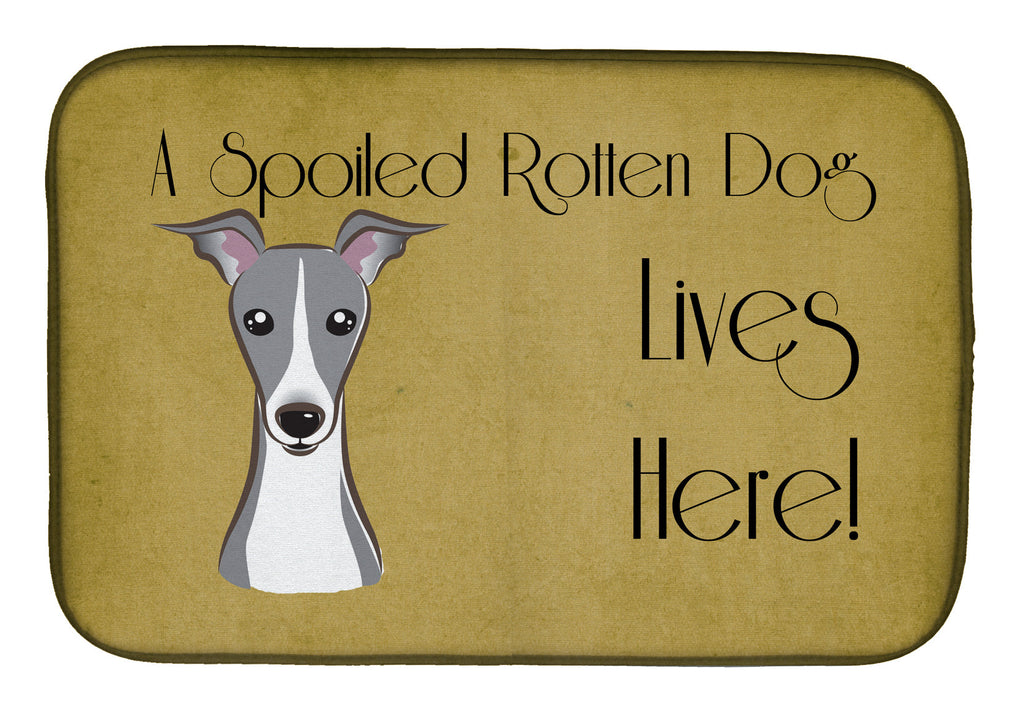Italian Greyhound Spoiled Dog Lives Here Dish Drying Mat Absorbent Dish Drying Mat Pad for Kitchen Counter Dish Drainer Mat for Countertop, 14 x 21", Multicolor