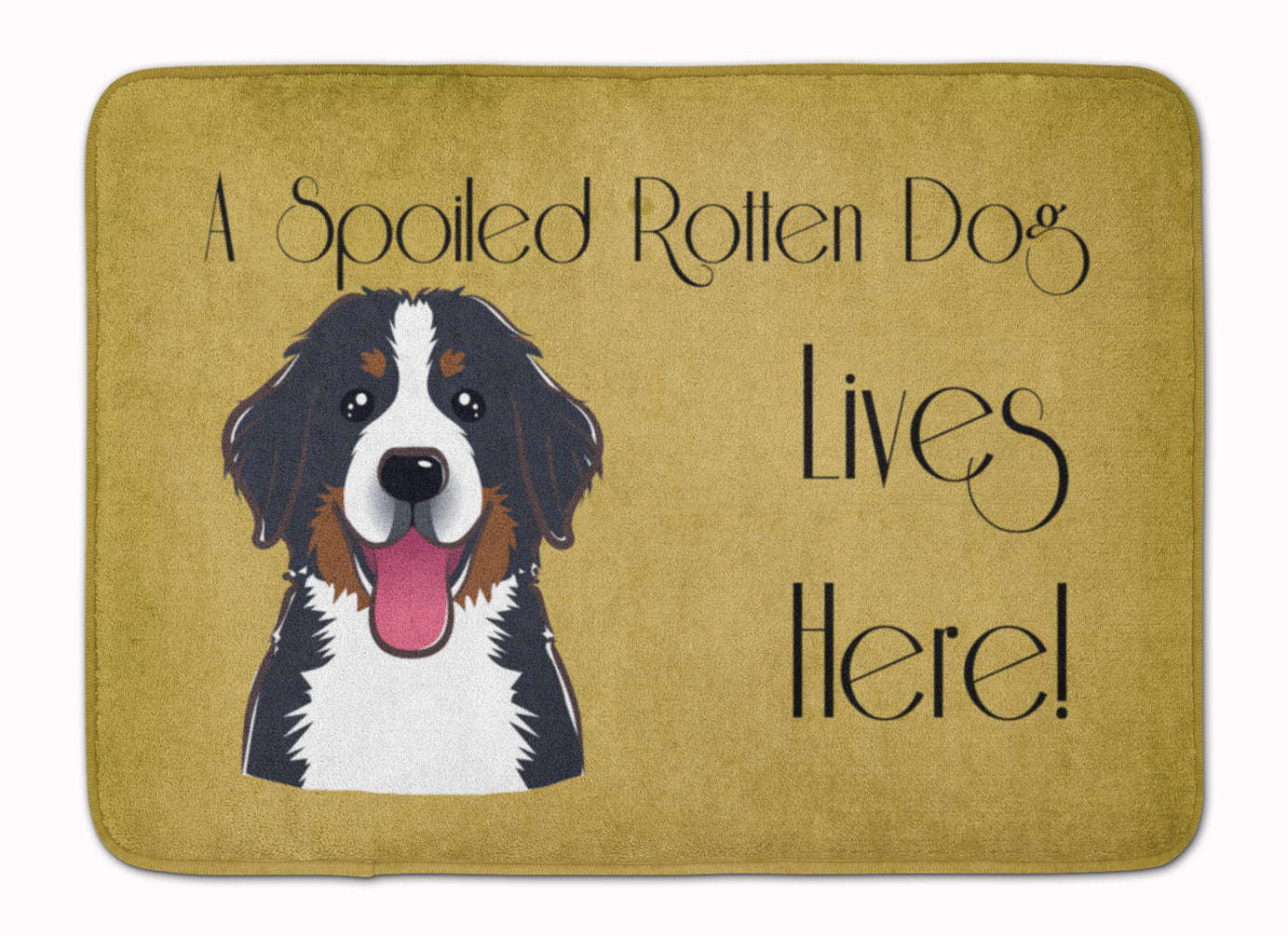 Bernese Mountain Dog Spoiled Dog Lives Here Memory Foam Kitchen Mat Machine Washable Anti-Fatigue Cushion Comfort Bath or Kitchen Rug