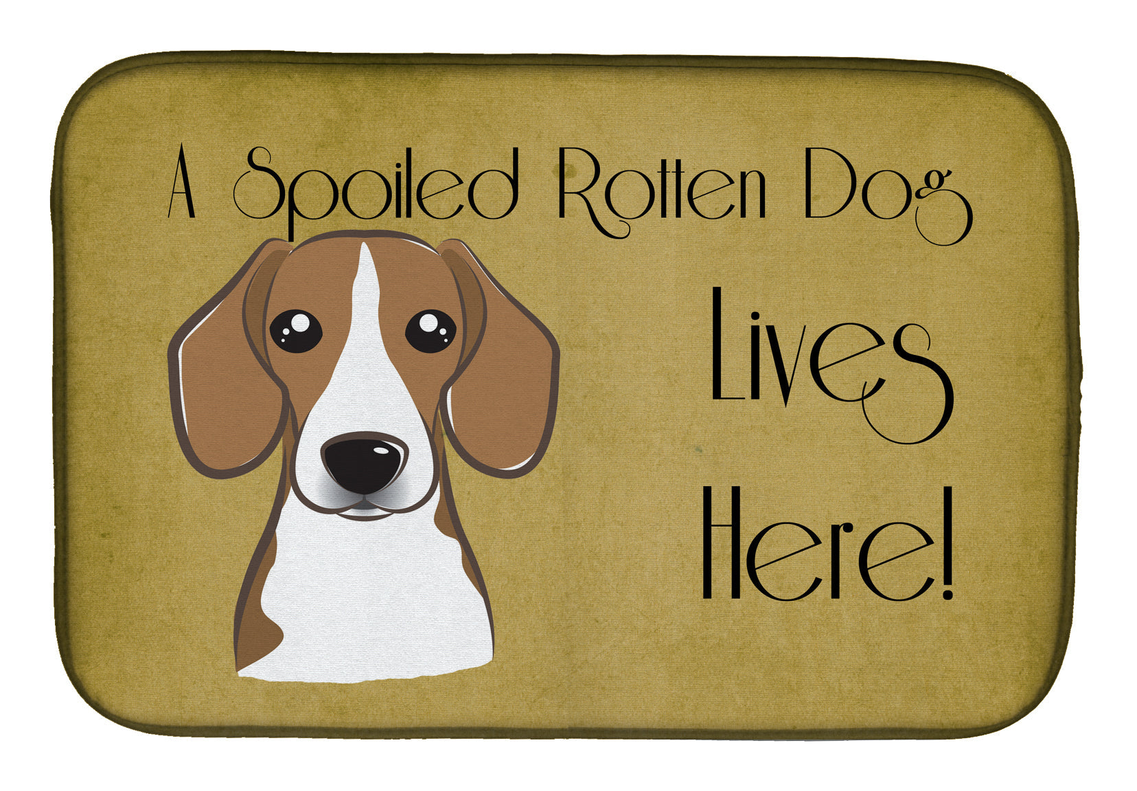 Beagle Spoiled Dog Lives Here Dish Drying Mat Absorbent Dish Drying Mat Pad for Kitchen Counter Dish Drainer Mat for Countertop, 14 x 21", Multicolor