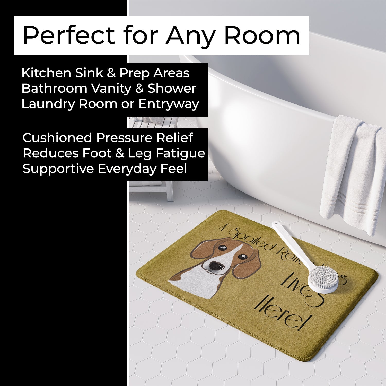 Beagle Spoiled Dog Lives Here Memory Foam Kitchen Mat Machine Washable Anti-Fatigue Cushion Comfort Bath or Kitchen Rug