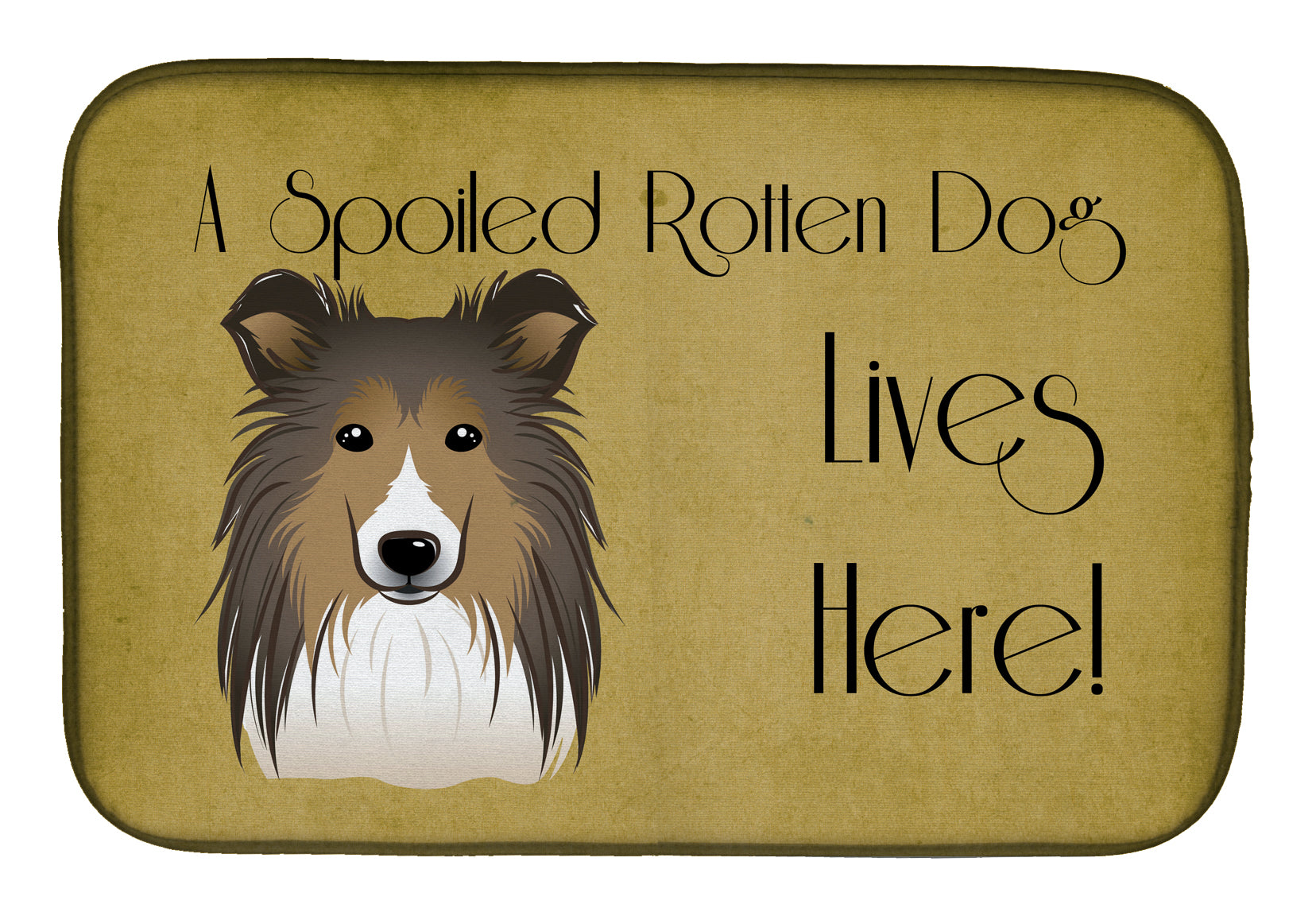 Sheltie Spoiled Dog Lives Here Dish Drying Mat Absorbent Dish Drying Mat Pad for Kitchen Counter Dish Drainer Mat for Countertop, 14 x 21", Multicolor