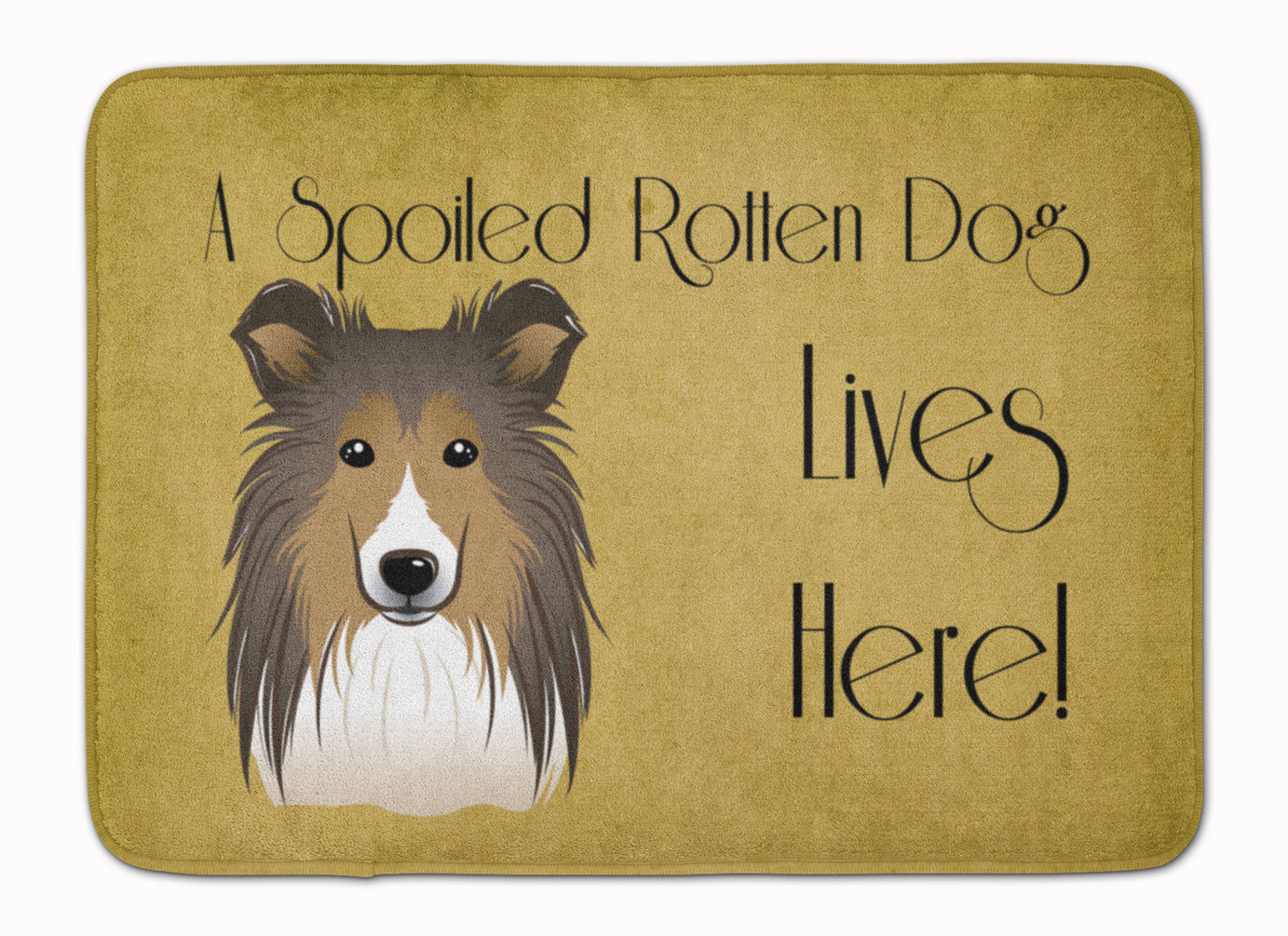 Sheltie Spoiled Dog Lives Here Memory Foam Kitchen Mat Machine Washable Anti-Fatigue Cushion Comfort Bath or Kitchen Rug
