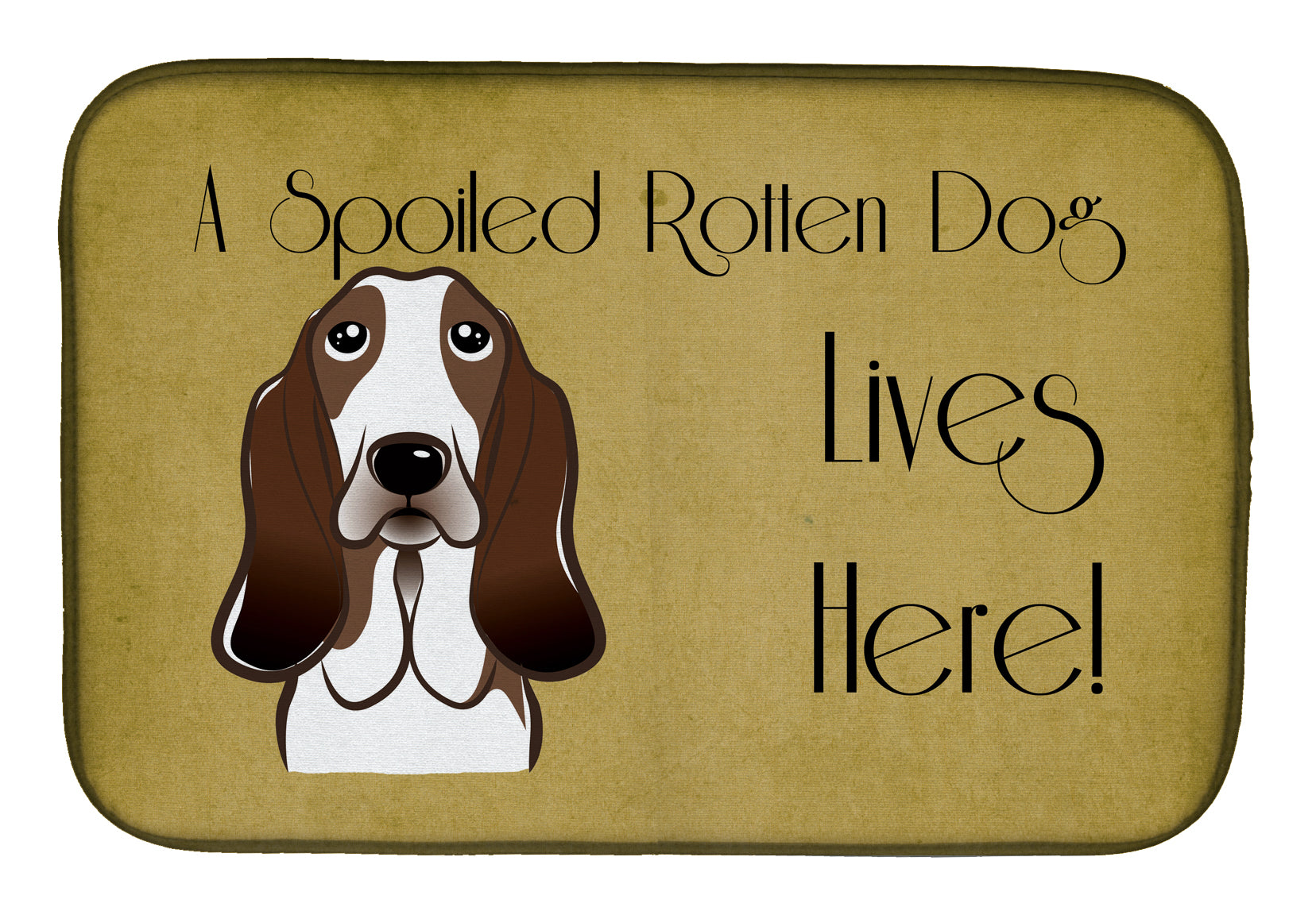 Basset Hound Spoiled Dog Lives Here Dish Drying Mat Absorbent Dish Drying Mat Pad for Kitchen Counter Dish Drainer Mat for Countertop, 14 x 21", Multicolor