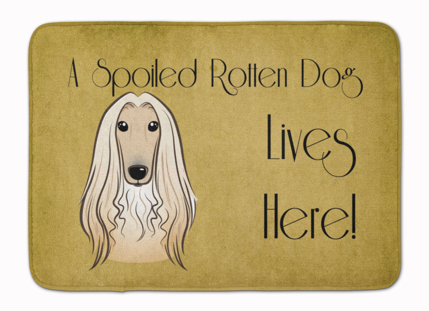 Afghan Hound Spoiled Dog Lives Here Memory Foam Kitchen Mat Machine Washable Anti-Fatigue Cushion Comfort Bath or Kitchen Rug