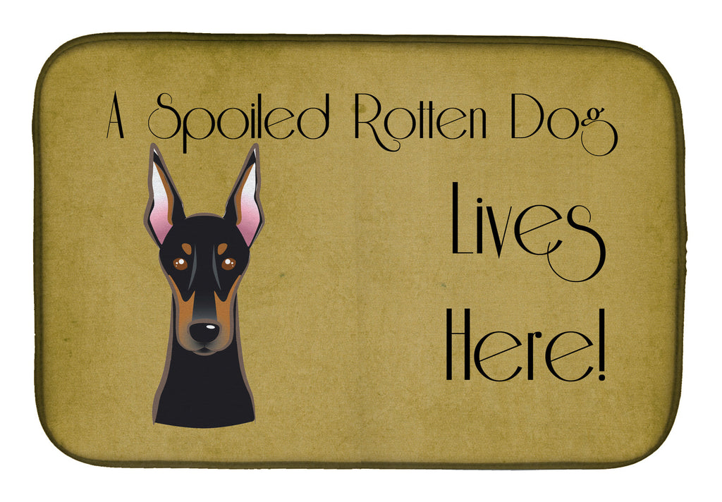 Doberman Spoiled Dog Lives Here Dish Drying Mat Absorbent Dish Drying Mat Pad for Kitchen Counter Dish Drainer Mat for Countertop, 14 x 21", Multicolor