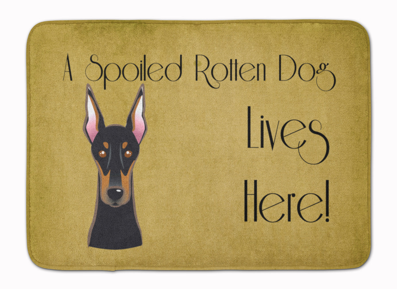 Doberman Spoiled Dog Lives Here Memory Foam Kitchen Mat Machine Washable Anti-Fatigue Cushion Comfort Bath or Kitchen Rug