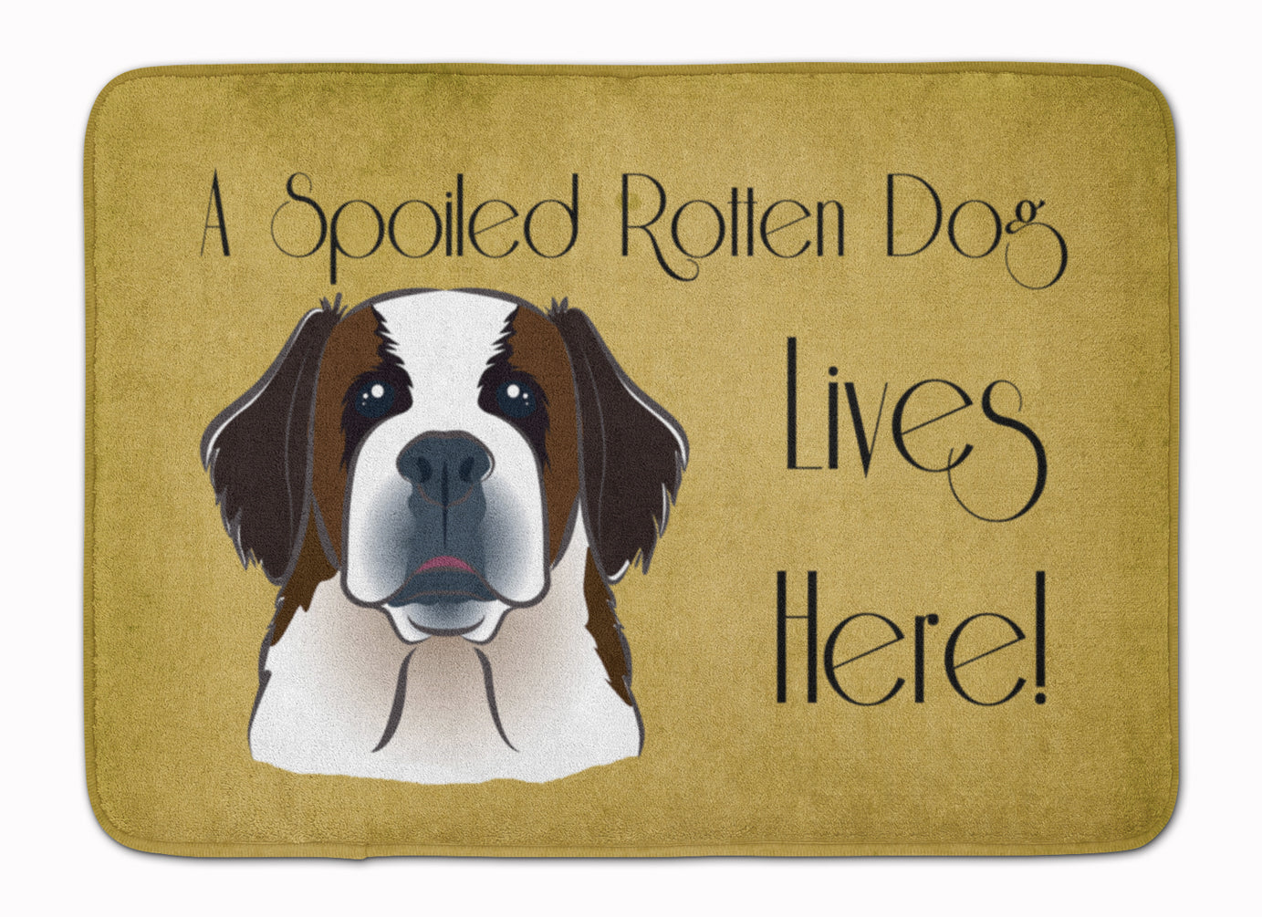 Saint Bernard Spoiled Dog Lives Here Memory Foam Kitchen Mat Machine Washable Anti-Fatigue Cushion Comfort Bath or Kitchen Rug