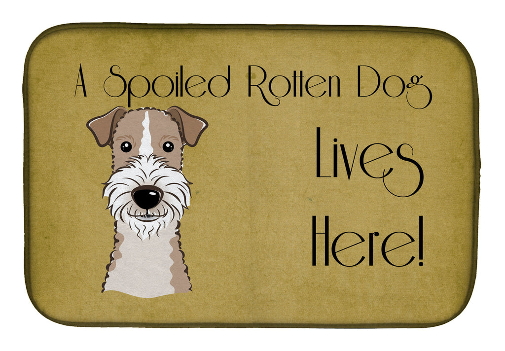 Wire Haired Fox Terrier Spoiled Dog Lives Here Dish Drying Mat Absorbent Dish Drying Mat Pad for Kitchen Counter Dish Drainer Mat for Countertop, 14 x 21", Multicolor