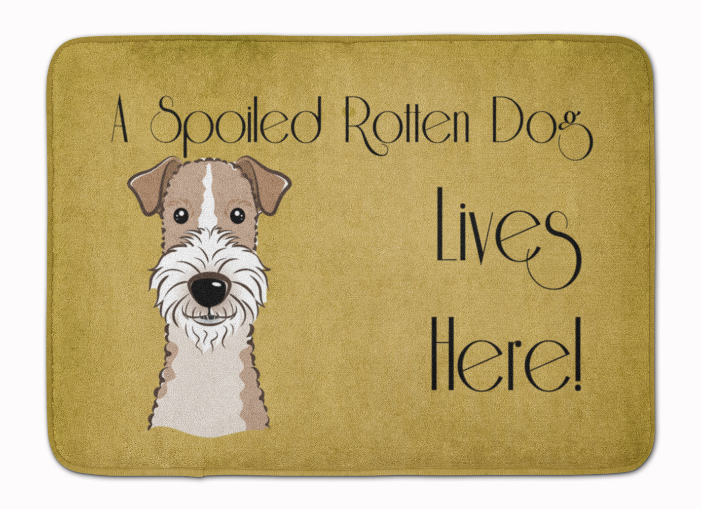 Wire Haired Fox Terrier Spoiled Dog Lives Here Memory Foam Kitchen Mat Machine Washable Anti-Fatigue Cushion Comfort Bath or Kitchen Rug
