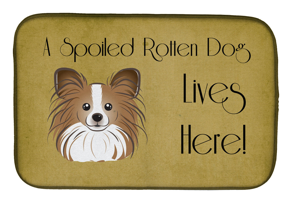 Papillon Spoiled Dog Lives Here Dish Drying Mat Absorbent Dish Drying Mat Pad for Kitchen Counter Dish Drainer Mat for Countertop, 14 x 21", Multicolor