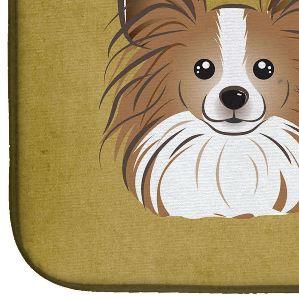 Papillon Spoiled Dog Lives Here Dish Drying Mat Absorbent Dish Drying Mat Pad for Kitchen Counter Dish Drainer Mat for Countertop, 14 x 21", Multicolor