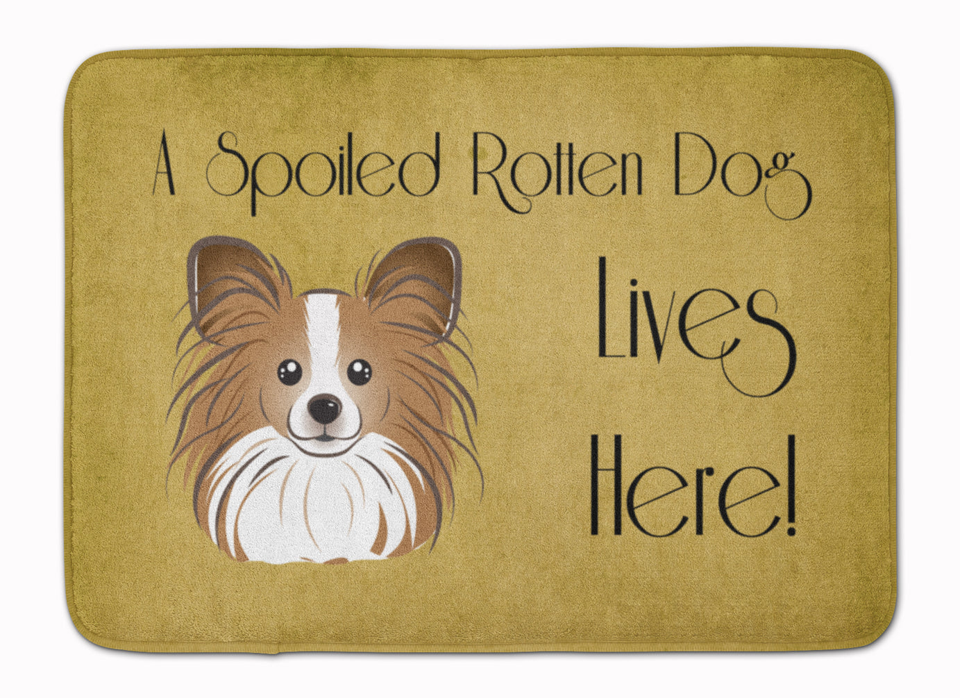 Papillon Spoiled Dog Lives Here Memory Foam Kitchen Mat Machine Washable Anti-Fatigue Cushion Comfort Bath or Kitchen Rug