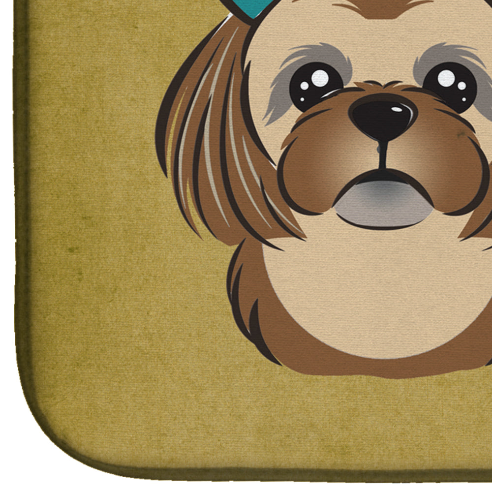 Chocolate Brown Shih Tzu Spoiled Dog Lives Here Dish Drying Mat Absorbent Dish Drying Mat Pad for Kitchen Counter Dish Drainer Mat for Countertop, 14 x 21", Multicolor