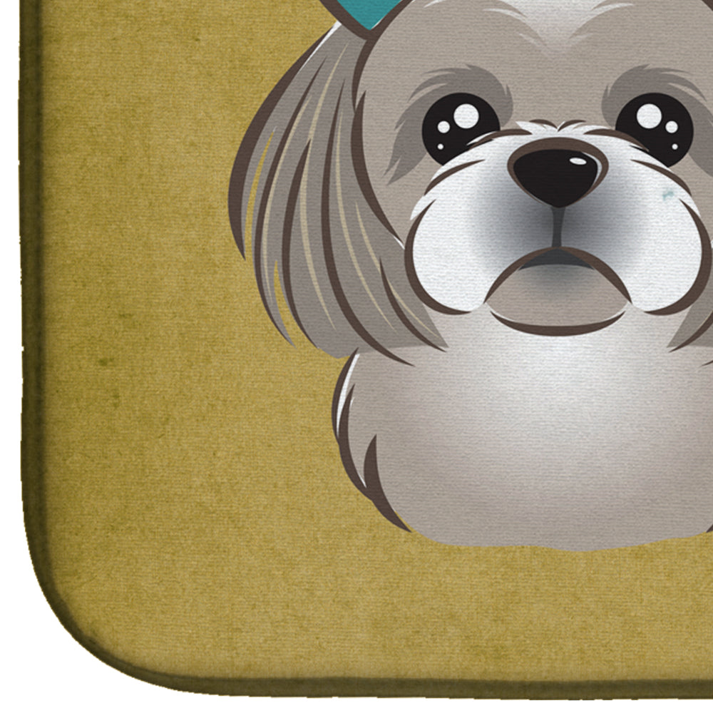 Gray Silver Shih Tzu Spoiled Dog Lives Here Dish Drying Mat Absorbent Dish Drying Mat Pad for Kitchen Counter Dish Drainer Mat for Countertop, 14 x 21", Multicolor