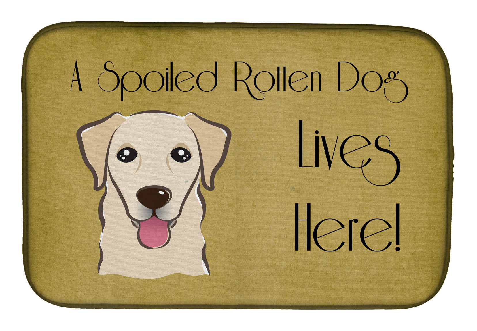 Golden Retriever Spoiled Dog Lives Here Dish Drying Mat Absorbent Dish Drying Mat Pad for Kitchen Counter Dish Drainer Mat for Countertop, 14 x 21", Multicolor