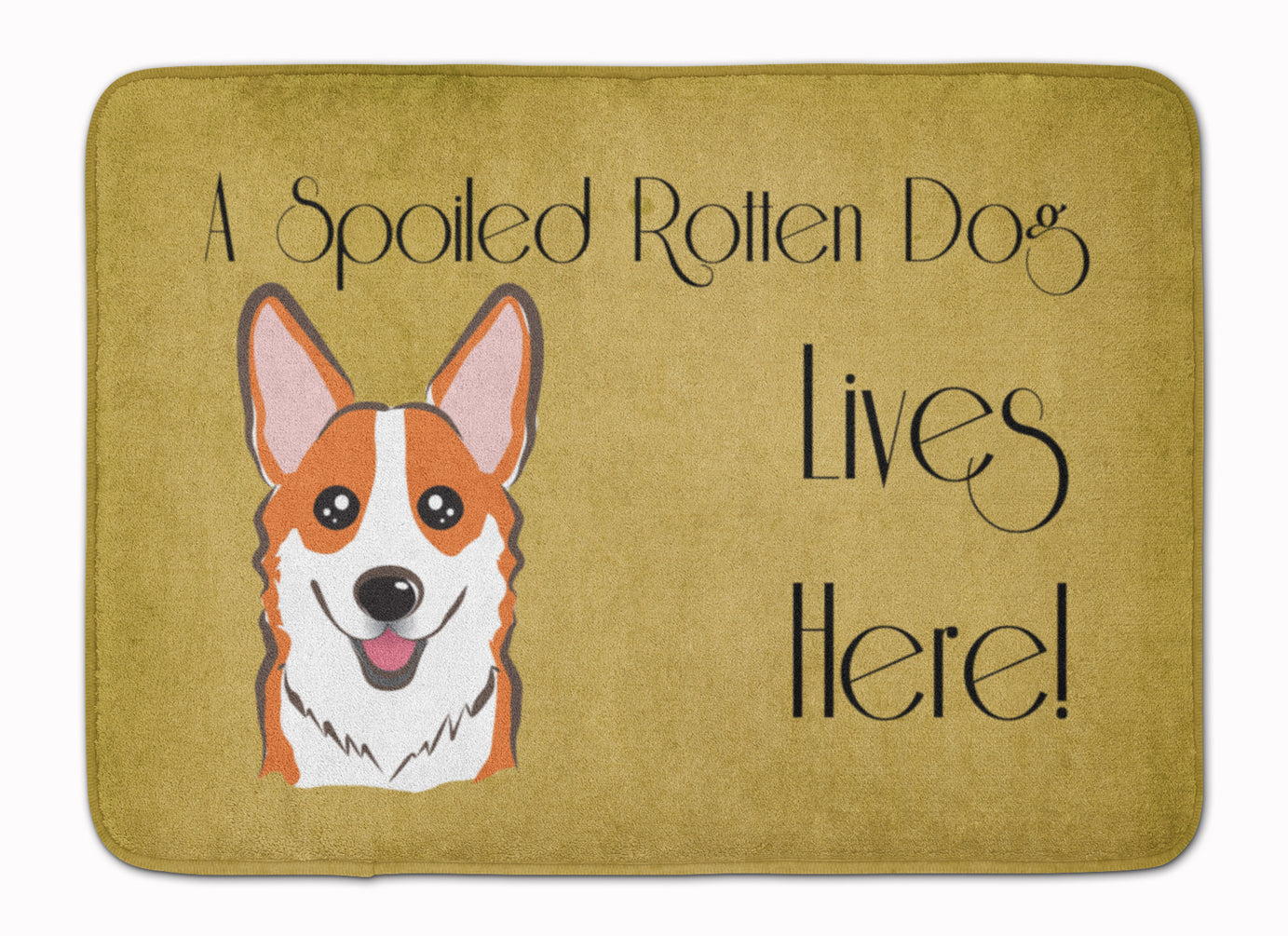 Red Corgi Spoiled Dog Lives Here Memory Foam Kitchen Mat Machine Washable Anti-Fatigue Cushion Comfort Bath or Kitchen Rug