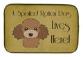 Chocolate Brown Poodle Spoiled Dog Lives Here Dish Drying Mat Absorbent Dish Drying Mat Pad for Kitchen Counter Dish Drainer Mat for Countertop, 14 x 21", Multicolor