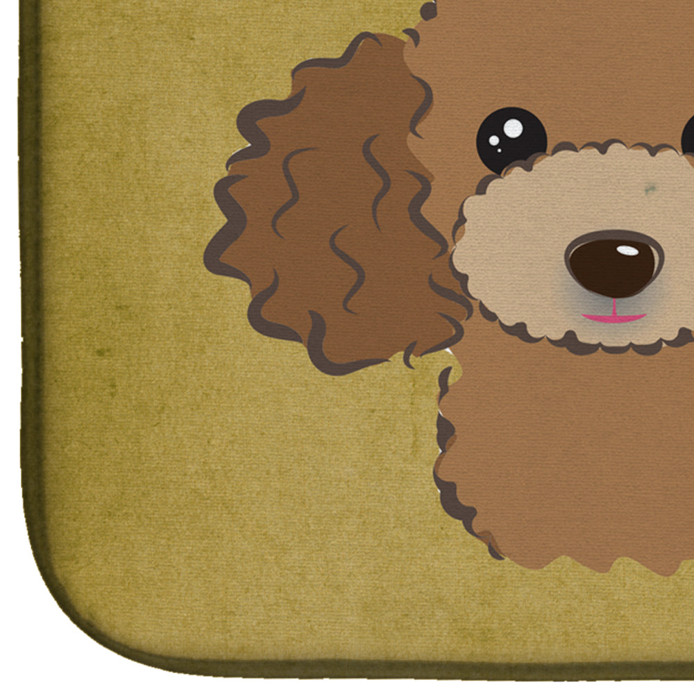 Chocolate Brown Poodle Spoiled Dog Lives Here Dish Drying Mat Absorbent Dish Drying Mat Pad for Kitchen Counter Dish Drainer Mat for Countertop, 14 x 21", Multicolor
